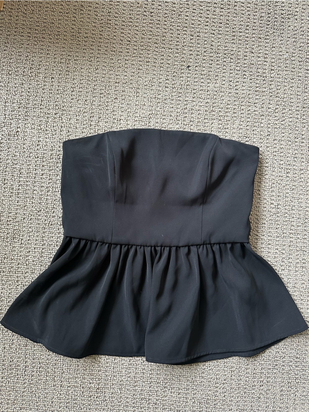 French Connection York Satin Strapless Peplum Top Black Size 6